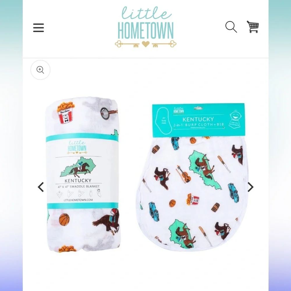 Little Hometown “Kentucky” Swaddle Blanket & Burp Cloth Set